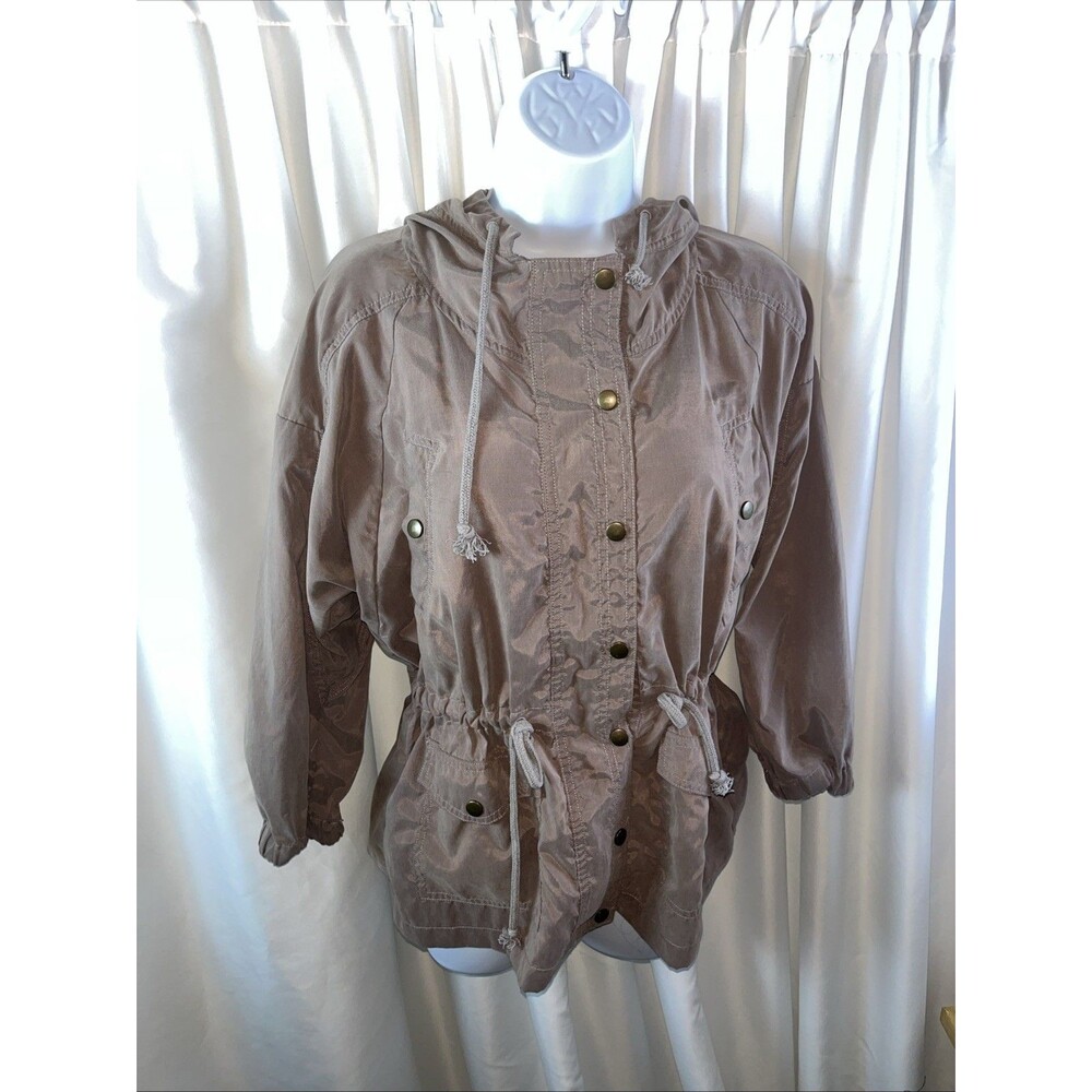 Vintage Life In Pogress Womens Utility Anorak Hoodie Jacket Size M Brown